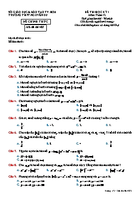 Đề thi học kỳ I môn Toán lớp 12